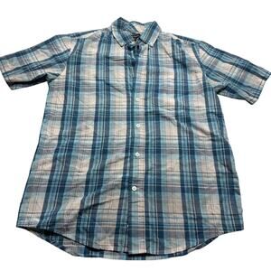 George Men's Plaid Short Sleeve Button-up Blue Size S 34-36